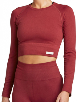 Женская теннисная футболка (dł. Рукава) Björn Borg Stockholm Seamless Crop Top W - красный