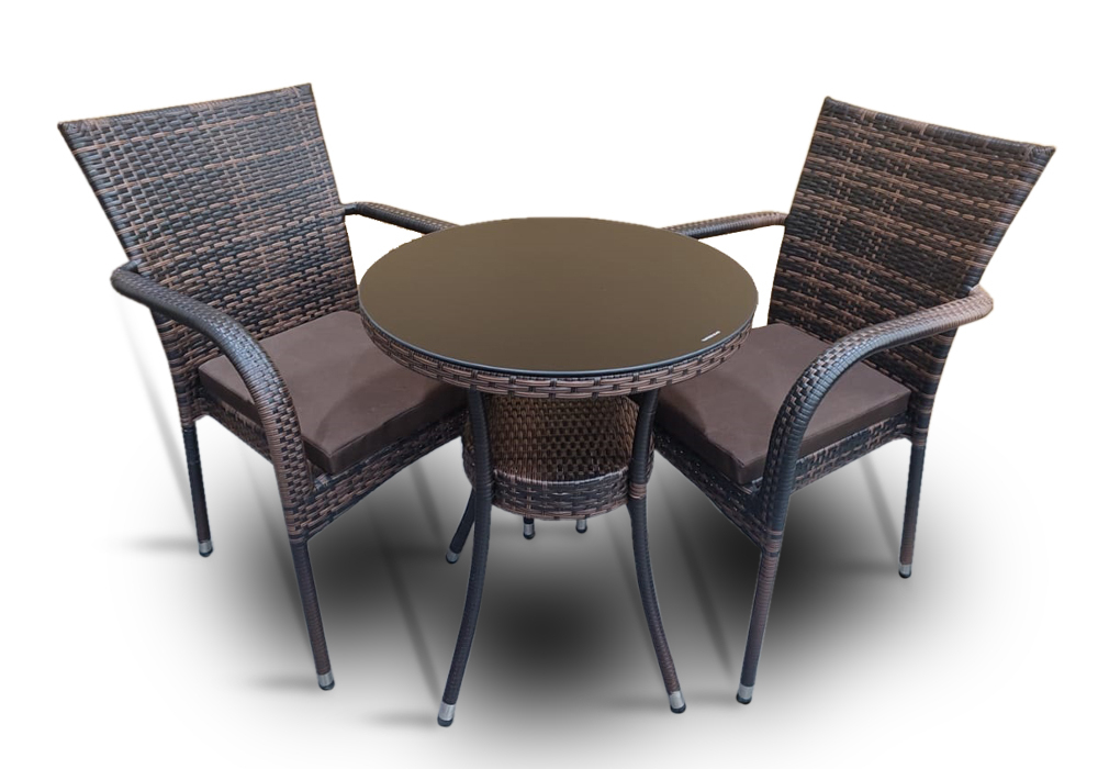 Комплект мебели стол Венеция + 2 кресла Милан из искусственного ротанга Dark brown