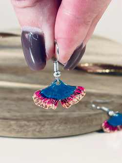 Серьги подвески лист гинкго