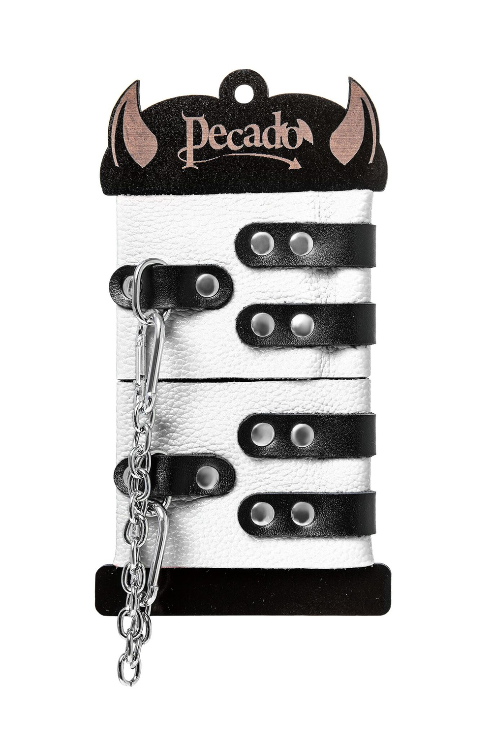 Бело-черные оковы с двумя ремешками и люверсами (Цвет: белый с черным)