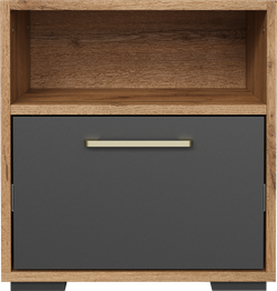 Прикроватная тумба DIWO Кострома 45x48х35 см дуб вотан, антрацит, ручка золото