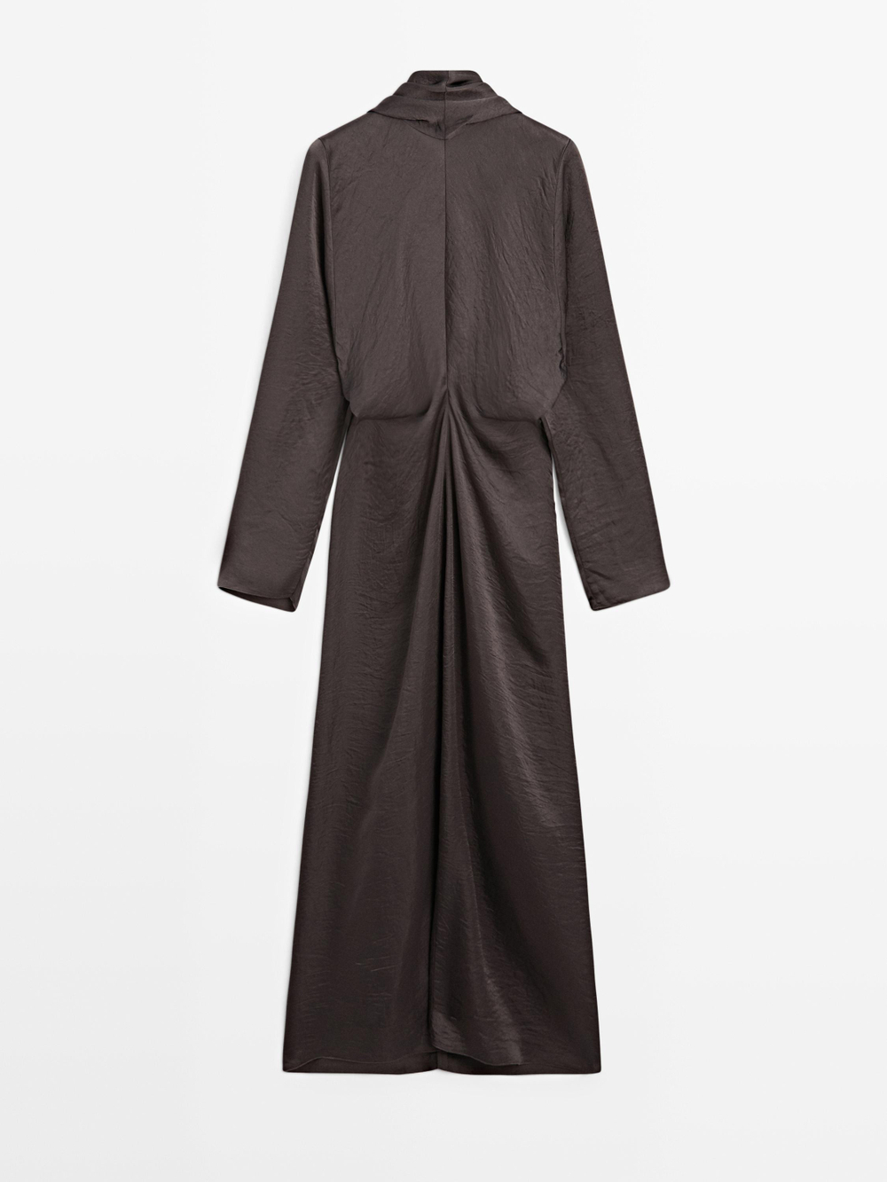 Massimo Dutti Платье со шнуровкой и струящейся юбкой - STUDIO, коричневый