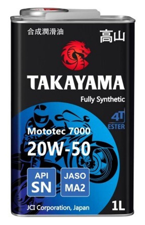 Масло Takayama 20/50 Mototec 7000 4T API SN Jaso MA-2 металл синтетическое 1л