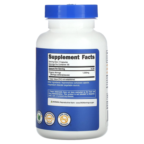 Nutricost, Моринга, 180 капсул (500 мг в каждой капсуле)