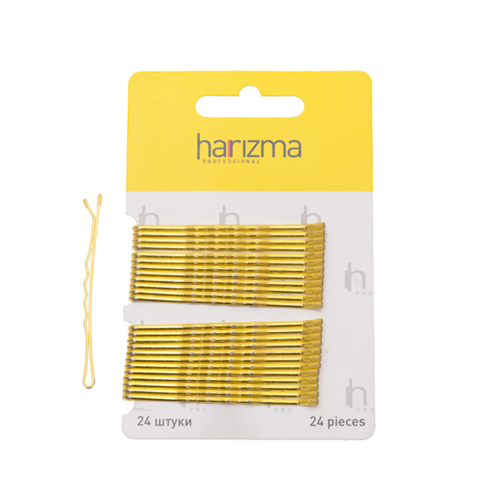Невидимки-волна Harizma h10536-19, золото, 60 мм (24 шт)