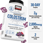 Force Factor, Awesome Colostrum ™, ягоды и сливки, 60 жевательных таблеток
