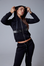 Спортивный костюм женский с капюшоном черный Nadya