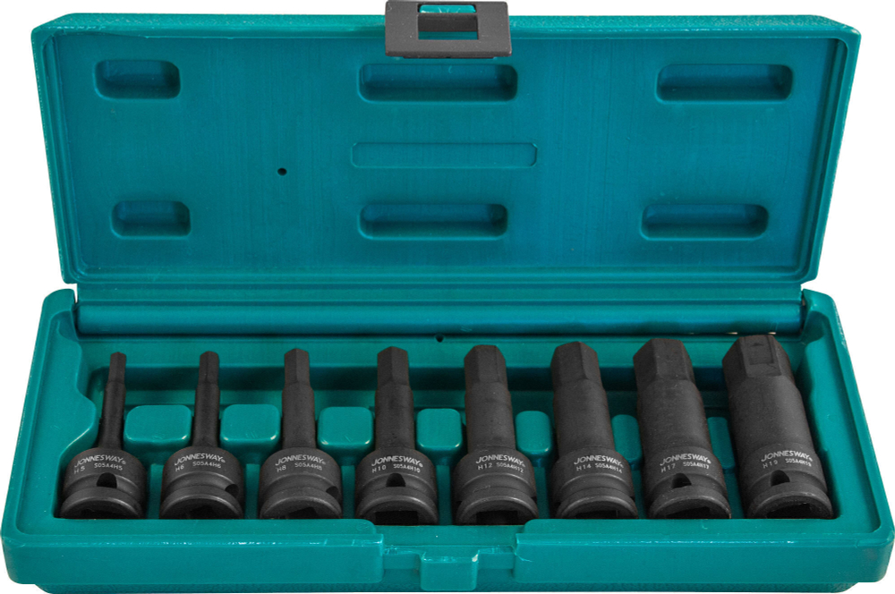 S05A408S Набор насадок торцевых ударных 1/2"DR шестигранных, H5-H19, 8 предметов