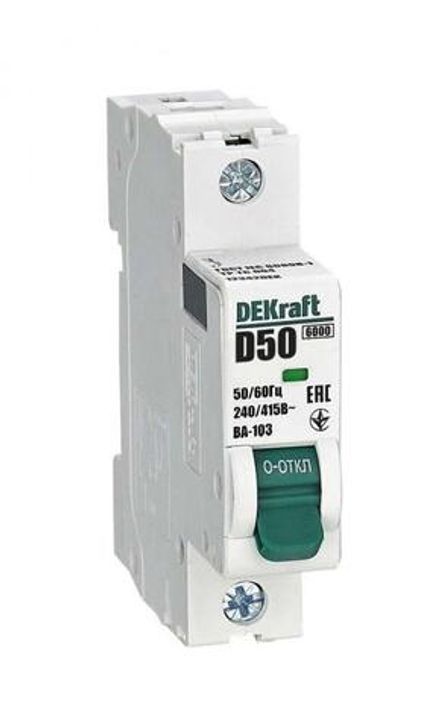 Выключатель автоматический модульный 1п D 50А 6кА ВА-103 DEKraft 12342DEK