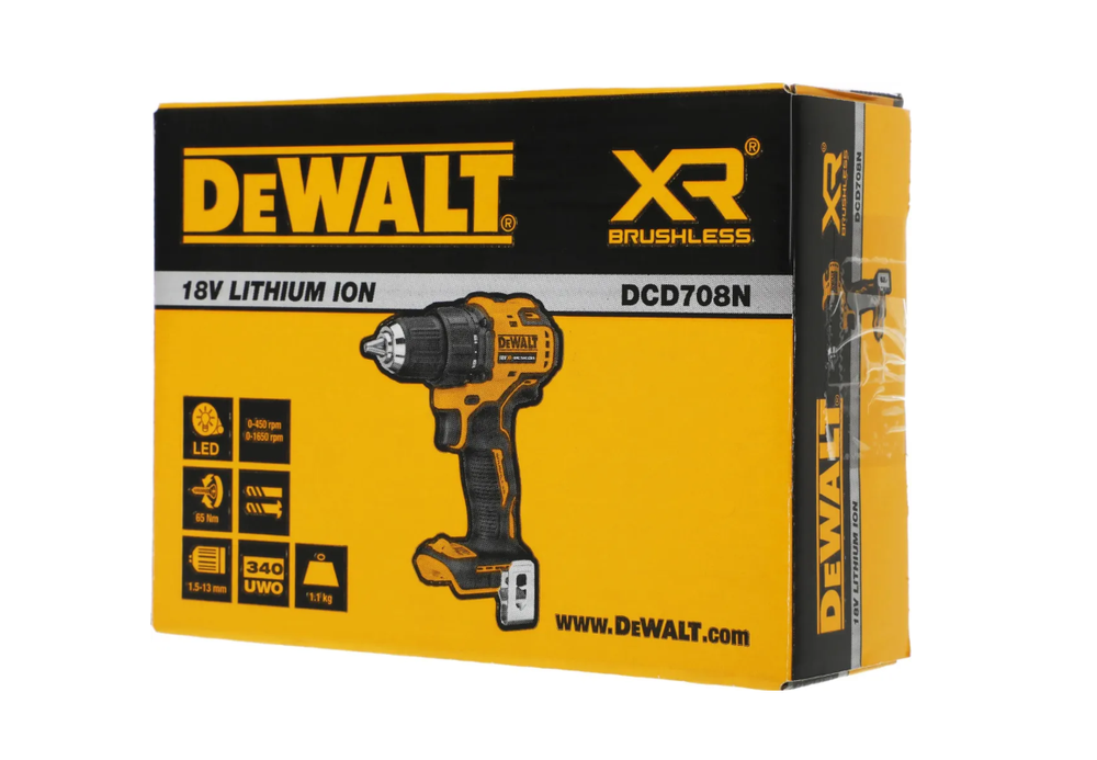 Дрель-шуруповерт DeWALT DCD708N-XJ Без АКБ и ЗУ, 2Ач, без АКБ, без ЗУ