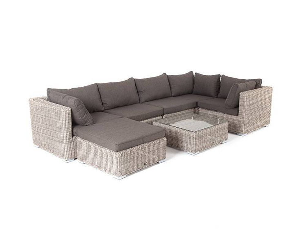 "Лунго" трансформирующаяся лаунж-зона из искусственного ротанга, цвет бежевый