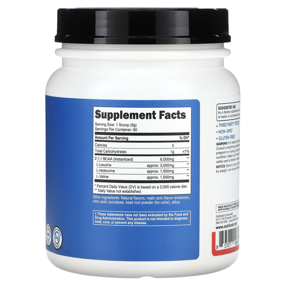 Nutricost, Performance, BCAA, со вкусом клубники и киви, 810 г (1,8 фунта)