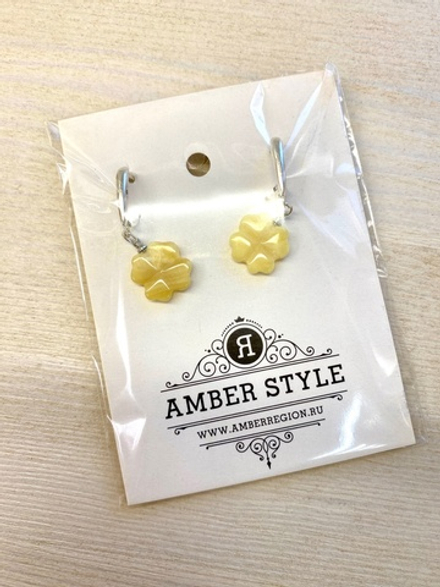 Янтарные серьги "Клеверы"