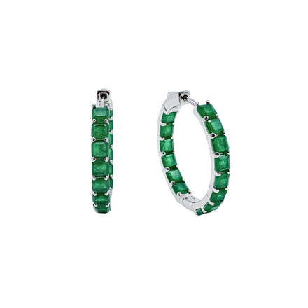 Серьги конго квадрат 3 см изумруд