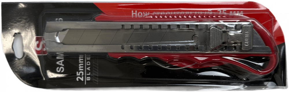 Нож строительный со сменным лезвием 25 мм красный