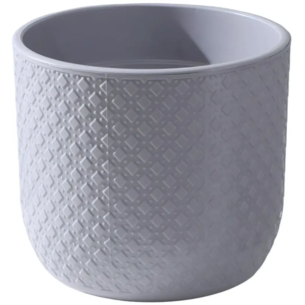 Кашпо для цветов пластиковое 3,2л d-17,5см «Клевер» во вставкой серый шёлк