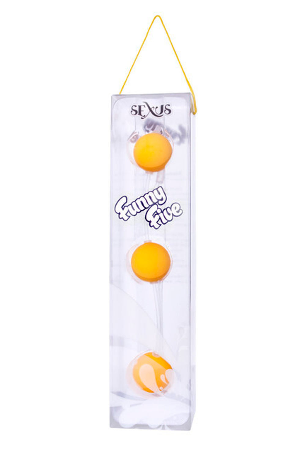 Трехрядные анальные шарики желтые Funny Five (желтый) (Цвет: желтый)