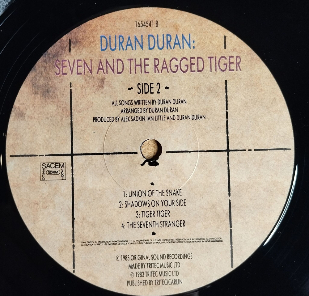 Винтажная виниловая пластинка LP Duran Duran Seven And The Ragged Tiger (France 1983)