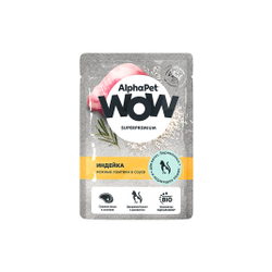 ALPHA PET WOW Влажный корм пауч для котят индейка в соусе 0,085 кг