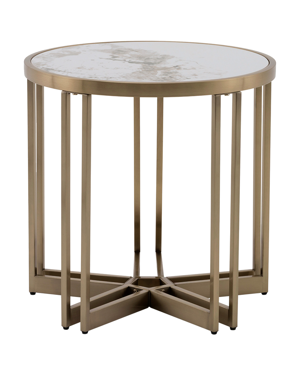 Журнальный столик Алиада 55х55 см светлая керамика сталь шампань