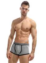 Мужские трусы-боксеры с контрастной тесьмой на резинке (Размер: L) (Цвет: серый меланж)