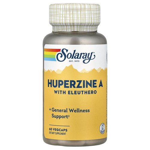Solaray, Гуперзин А с элеутерококком, 60 капсул в растительной оболочке