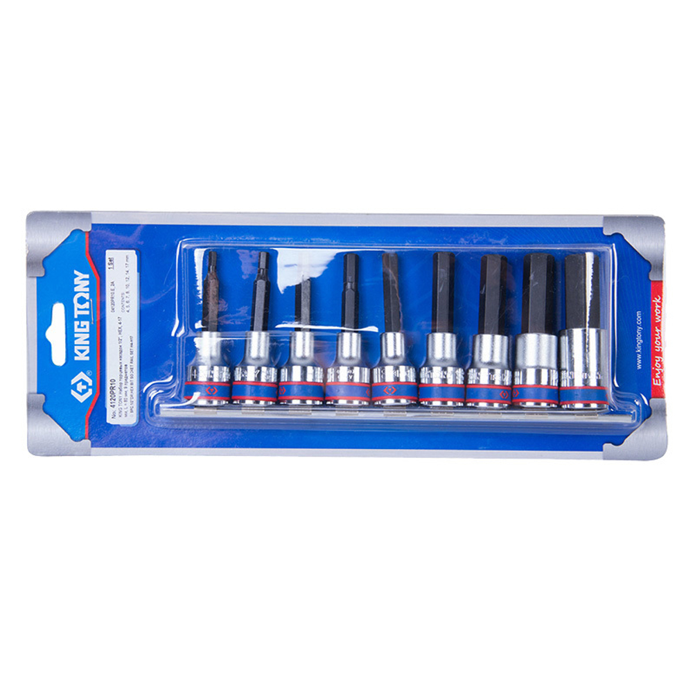 Набор торцевых насадок 1/2&quot;, HEX, 4-17 мм, 9 предметов KING TONY 4120PR10
