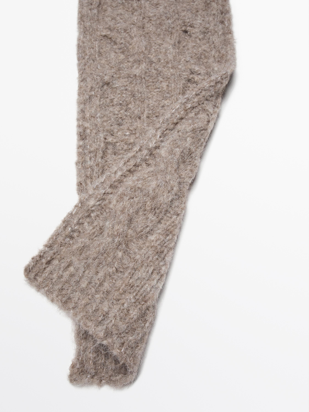 Massimo Dutti Шарф из смеси альпаки, связанный косами, бежевый