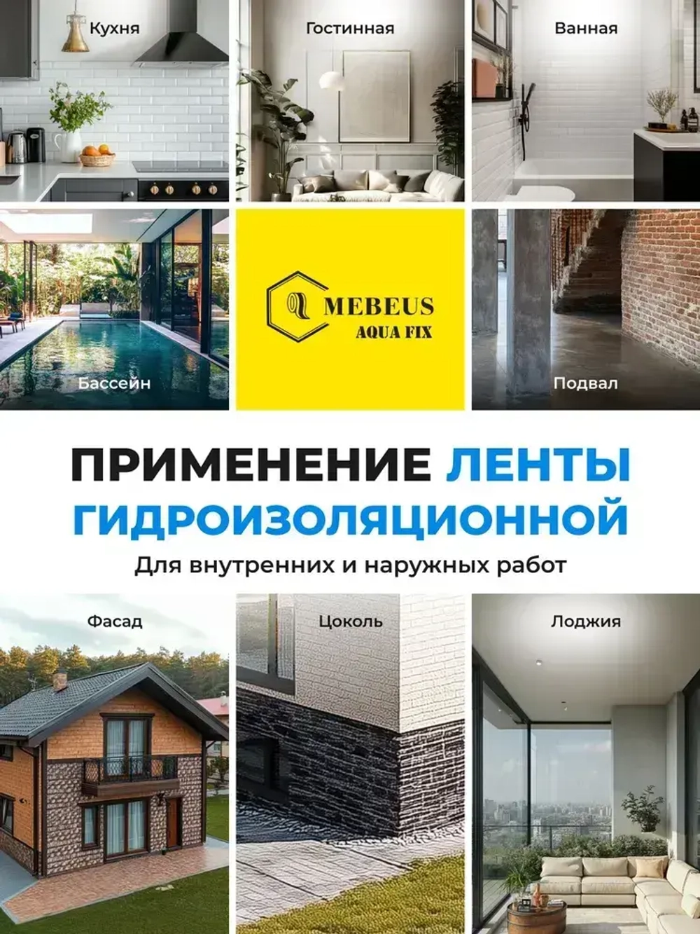 Лента гидроизоляционная Mebeus Aqua Fix 10 метров