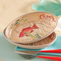 Rose&Tulipani Набор из 2 овальных меламиновых тарелок Sea Life 24x15 см