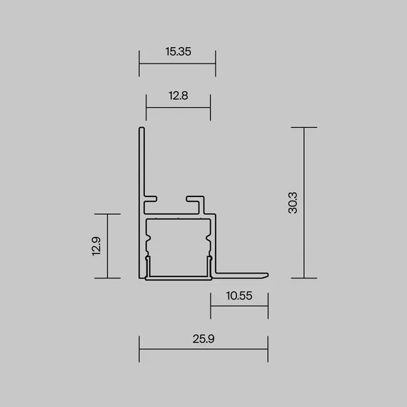 Алюминиевый профиль встраиваемый скрытого монтажа 26x30 (Серебро, 2 м), ALM-2630-S-2M 632014 Led Strip 632014