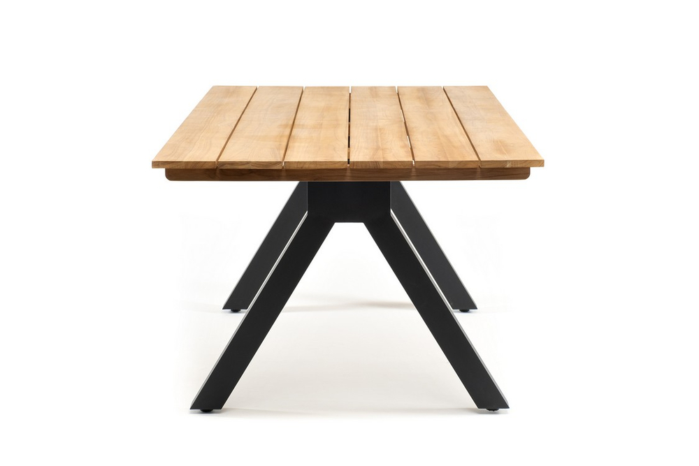 Обеденный стол из алюминия Joygarden ХОРАЙЗОН 200 см, темный графит, коричневый