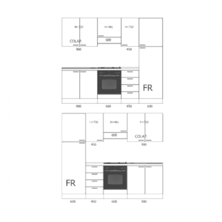 Кухонный комплект STURM Eva из 7 предметов, 255x60x216, левый разворот, цвет дуб, AEVA25505SX