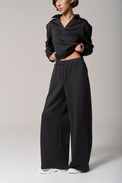 Брюки трикотажные wide leg черные