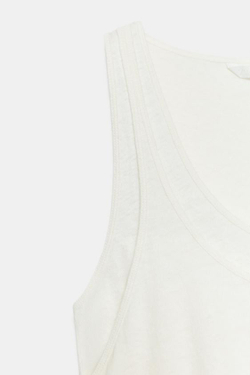 ZARA ТОП ИЗ ХЛОПКА И ЛЬНА, ЭКРЮ