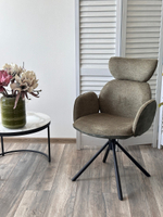 Стул М-City DISAUR Варди (Vardy) поворотный на 360 градусов, Зеленый, ткань, 7525-156 Зеленый, Велюр, Черный