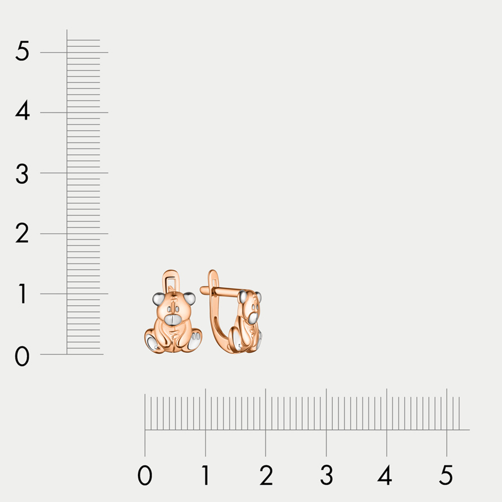 Серьги детские из комбинированного золота 585 пробы без вставок (арт. 006672-1002)