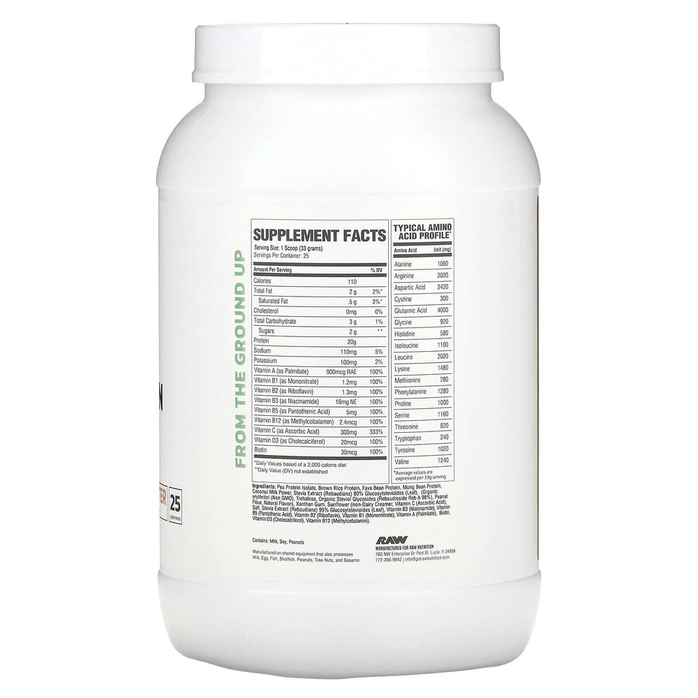 Raw Nutrition, веганский протеин, арахисовая паста, 825 г (1,81 фунта)
