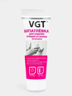 VGT (ВГТ) Шпатлевка акриловая для внутренних работ, заделки неровностей, трещин и сколов, 330 г, Цвет белый