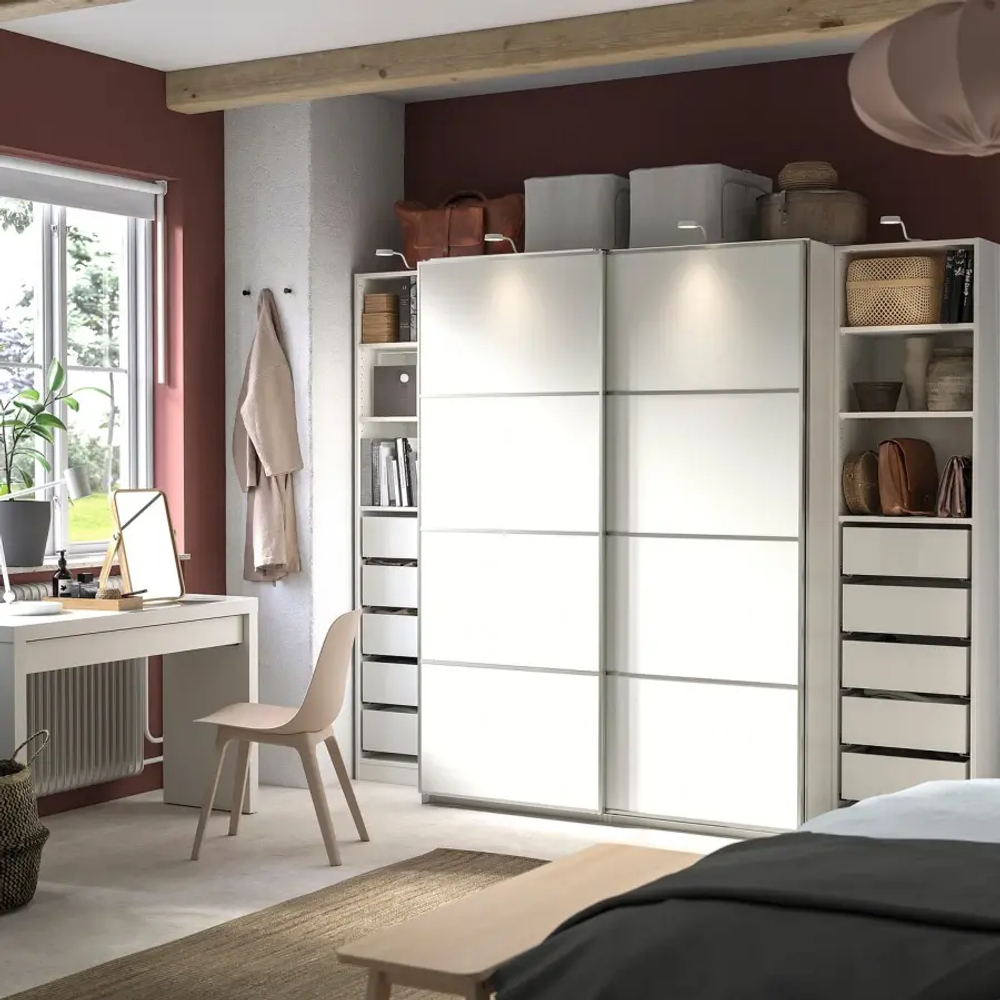 Шкаф-купе - IKEA PAX/MEHAMN/ПАКС/МЕХАМН ИКЕА, 250x66x201 см, белый