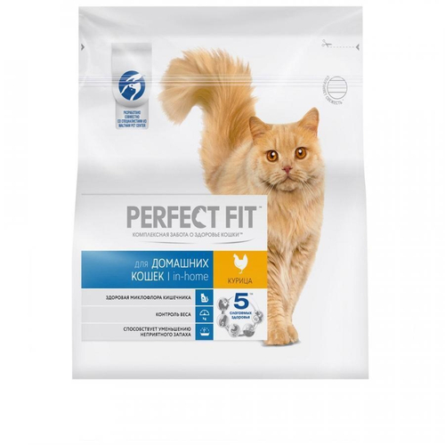 Сухой корм Perfect Fit Indoor для домашних кошек, с курицей, 1.2 кг