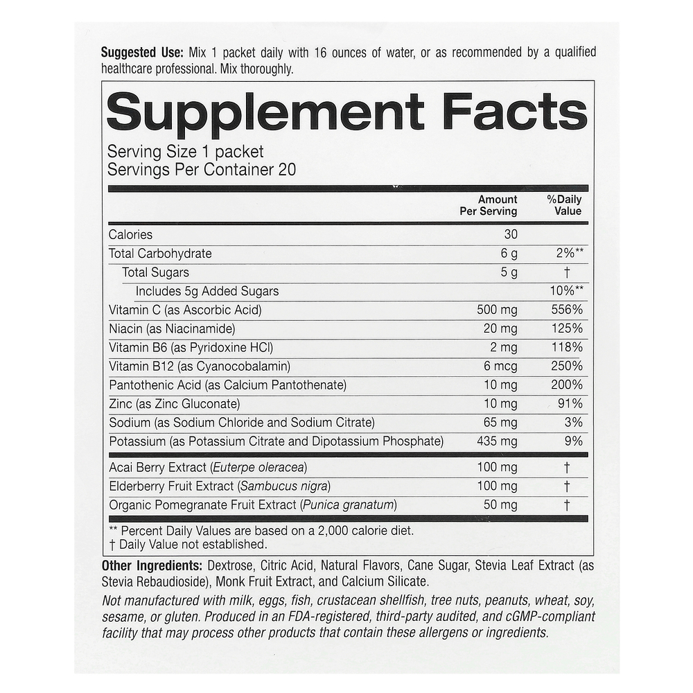 Lake Avenue Nutrition, порошковая смесь для приготовления укрепляющего иммунитет напитка, со вкусом апельсина, 20 пакетиков по 10,3 г (0,36 унции)
