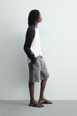 ZARA ШОРТЫ КАРГО С КАРМАНОМ, ТЕМНО-СЕРЫЙ