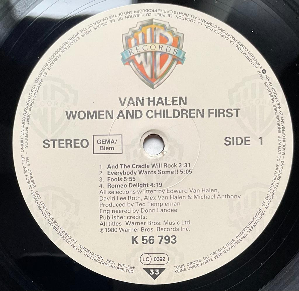 Van Halen - Women And Children First (Германия 1980г.)