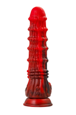 Силиконовый вибратор Monster Tops - 27 см. (Цвет: красный с черным)