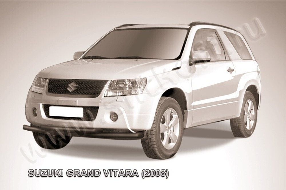 Защита переднего бампера Suzuki Grand Vitara 3дв (2008-2012) d57+d57 серебристая