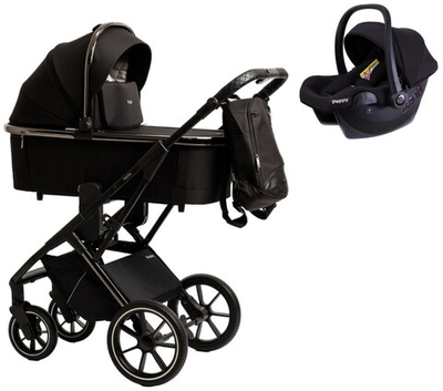 Детская коляска Peppy Tecla 3 в 1 с автокреслом Rise Shadow Black Chrome Edition (Черный)