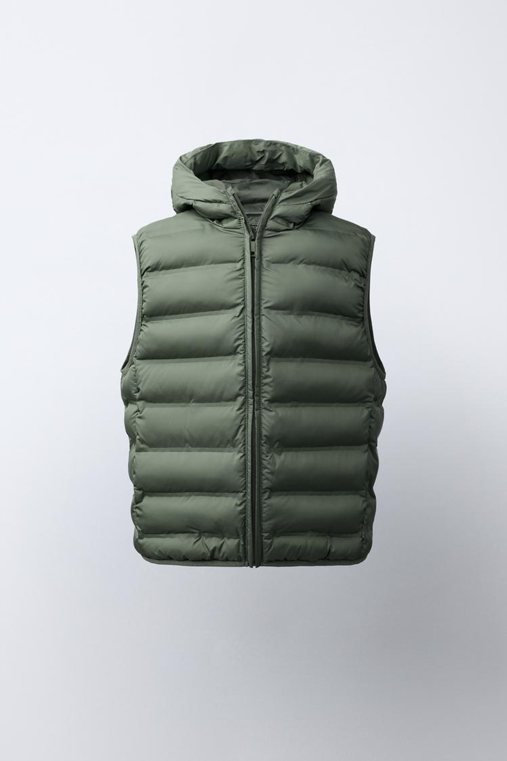 ZARA ЛЕГКИЙ ЖИЛЕТ С КАПЮШОНОМ WATER REPELLENT, ХАКИ