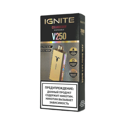 Ignite V250 Gold Клюква (Cranberry) 25000 затяжек 20мг Hard (2% Hard)
