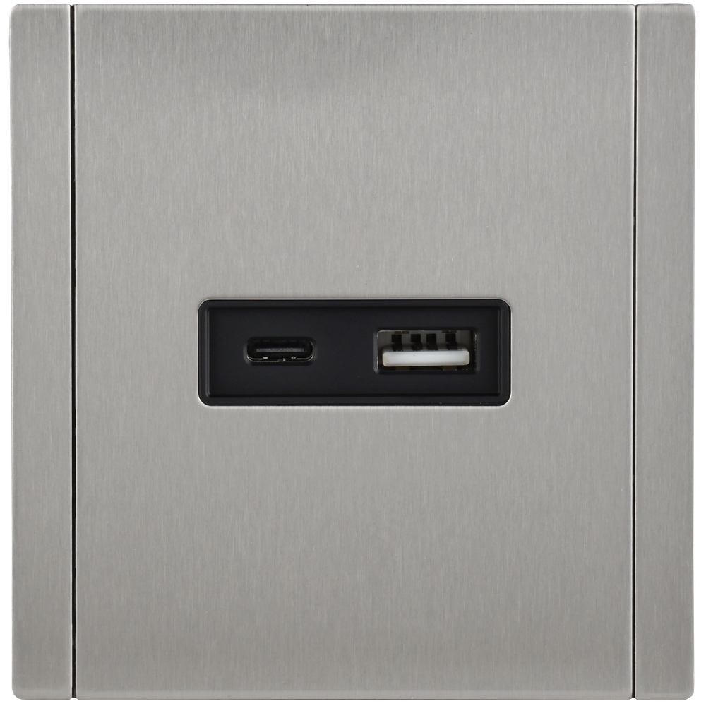 FORTE&PIANO Розетка USB A+C 3,1А FP750M металл никель IEK